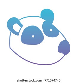 panda cartoon head in degraded blue to purple color silhouette