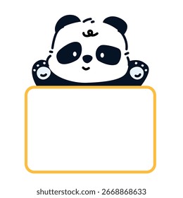 Dibujos animados de Panda sosteniendo un signo de espacio en blanco. fondo blanco. marcos de Plantilla de Vector