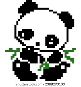 Panda cartoon icon in pixel style