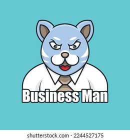 panda cartoon logo mascot design with angry face in business employee costume