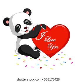 panda cartoon with love