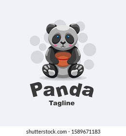 panda cartoon mascot logo design