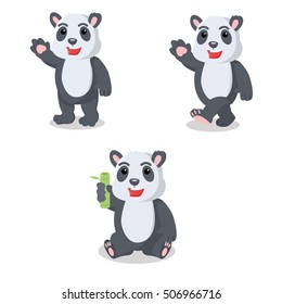 panda cartoon set illustration design