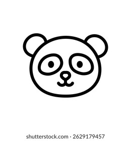 Panda cartoon vector icon in line style, isolated on white. Ideal for wildlife, conservation, cute animals, and zoo-related themes.