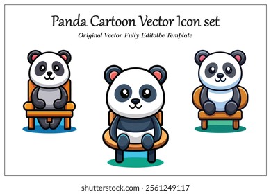 Panda Cartoon Vector Icon set  Illustration Animal Isolated background.