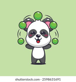 Panda cartoon vector illustration circus attraction with balls
Design element for poster, brochure, web, mascot, sticker, logo and icon.