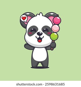 Panda cartoon vector illustration eating dango
Design element for poster, brochure, web, mascot, sticker, logo and icon.