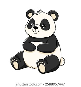 Panda cartoon, vector illustration, panda icon isolated on white background.