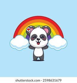 Panda cartoon vector illustration with rainbow
Design element for poster, brochure, web, mascot, sticker, logo and icon.