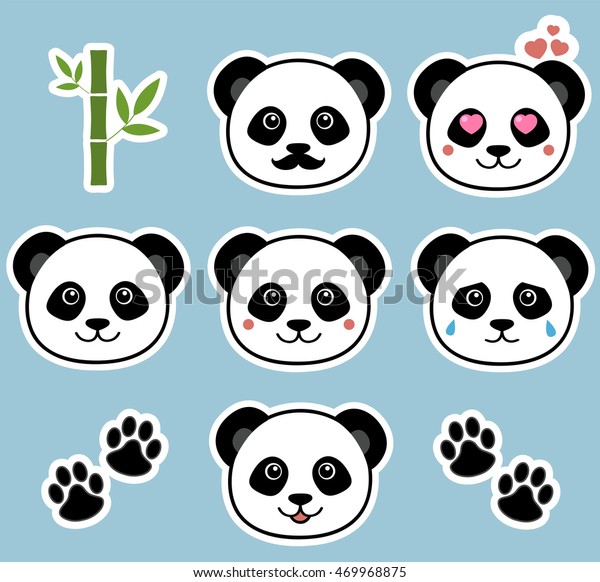 Panda Cartoon Vector Stickers Stock Vector (Royalty Free) 469968875 ...