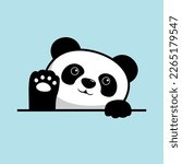panda cartoon waving paw hand