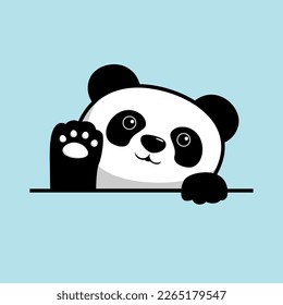 panda cartoon waving paw hand svg