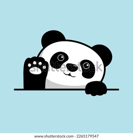 panda cartoon waving paw hand