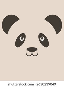 Panda character. Cartoon cute face of animal for baby card, poster,  nursery wall art, room decoration, printing on fabric, postcard, wrapping paper. Flat illustration. Picture for applique