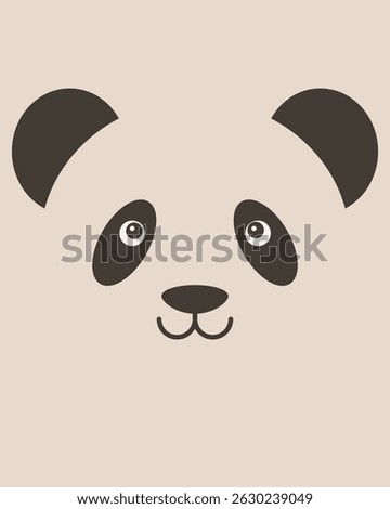 Panda character. Cartoon cute face of animal for baby card, poster,  nursery wall art, room decoration, printing on fabric, postcard, wrapping paper. Flat illustration. Picture for applique