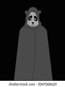 Panda character in cloak, Halloween special