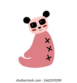 Panda character design. Cute cartoon animal vector illustration. Abstract icon for baby posters, art prints, fashion apparel or stickers.