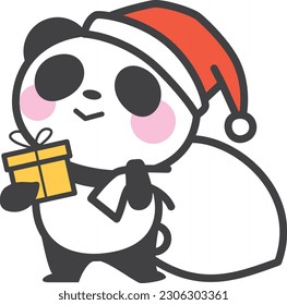 Panda character dressed as Santa Claus