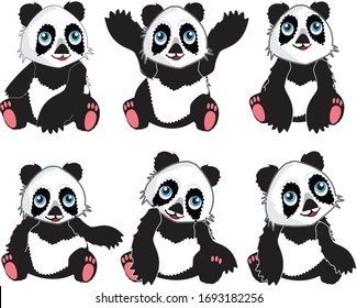 panda character with gestures designed in vector