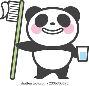 Panda character holding a toothbrush