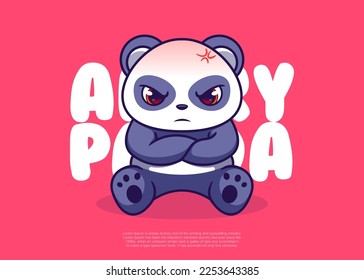 ilustración vectorial del icono del personaje panda, estilo de dibujo plano.