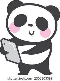 Un personaje panda operando un smartphone