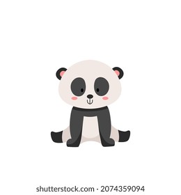 Panda Charakter sitzend und lächeln. Cute und dekorative Tiergestaltung für Kinder Babydusche. Skandinavische Vektorgrafik im Cartoon-Design.