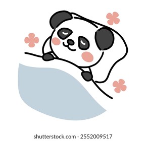 Um personagem panda dormindo confortavelmente.