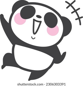 Personaje panda sonriente y feliz