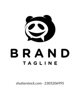 panda chat logo design vector template