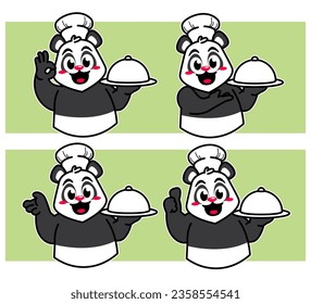 Panda Chef Cartoon with delicious dish