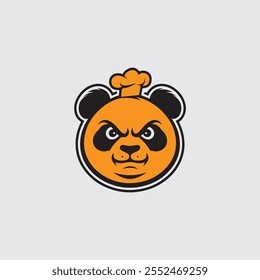 panda chef logo, cooking template, the hero proudly folded his paws.vector template design