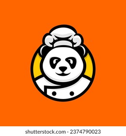 panda chef logo, vector panda wearing a chef's hat and chef's clothes