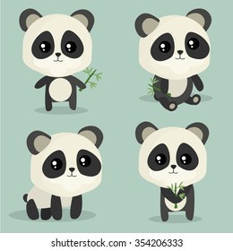 Panda. Chinese panda bear. Cute vector illustration