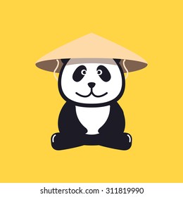 Panda in Chinese conical