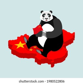 Panda und Chinesisch Karte. Chinesischer Bär. Chinesische Nationalbrasse