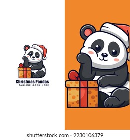 panda christmas character mascot design template
