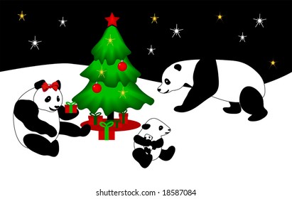 Panda Christmas vector is original artwork.