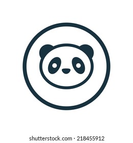 panda circle background icon, isolated on white background 