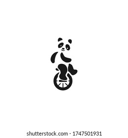 panda circus logo cycling one wheel