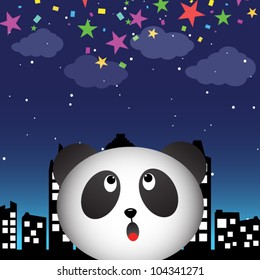 Panda in the city at night