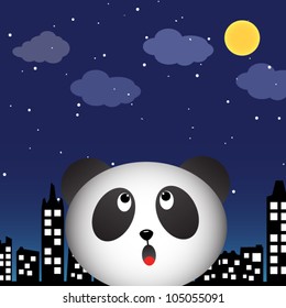 Panda in the city at night
