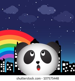 Panda in the city at night