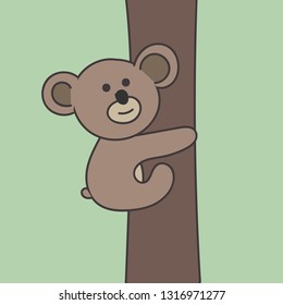 Panda climbing on the tree. Vector