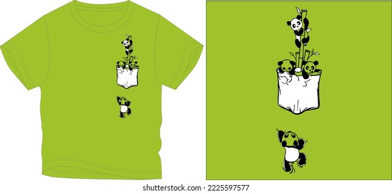 panda climbing on tree.t shirt graphic design vector illustration 
