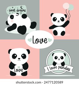 Panda Clipart, Panda Cake Topper Cut Out, Bear Scrapbook Die Cuts, Digital Stickers, Printable For Baby, Kids Shirt Png