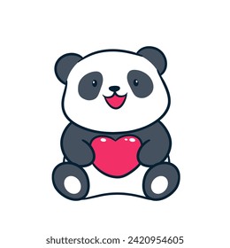 Panda Clipart, Cute Animal Set. cute panda illustration vector image. perfect for Stickers, Prints for Clothing, Coloring Pages.