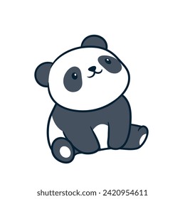 Panda Clipart, Cute Animal Set. cute panda illustration vector image. perfect for Stickers, Prints for Clothing, Coloring Pages.