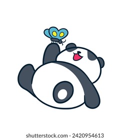 Panda Clipart, Cute Animal Set. cute panda illustration vector image. perfect for Stickers, Prints for Clothing, Coloring Pages.