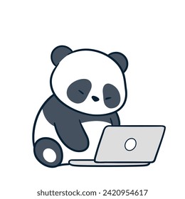 Panda Clipart, Cute Animal Set. cute panda illustration vector image. perfect for Stickers, Prints for Clothing, Coloring Pages.